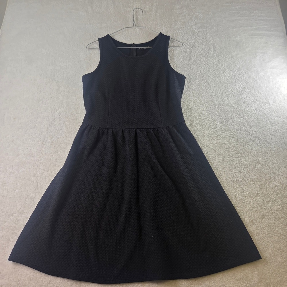 Reynah Couture Womens Black Textured Knit Fit and Flare Sleeveless Dress 2649
